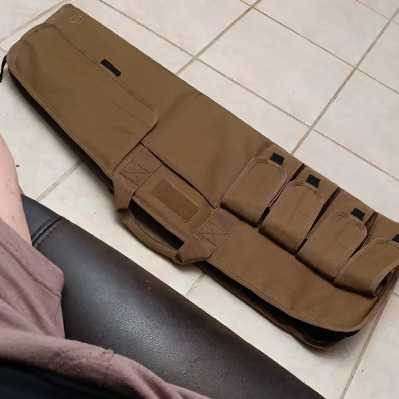 Brown Tactical Rifle Case with Durable Fabric and Padded Design - Picture 1 of 5